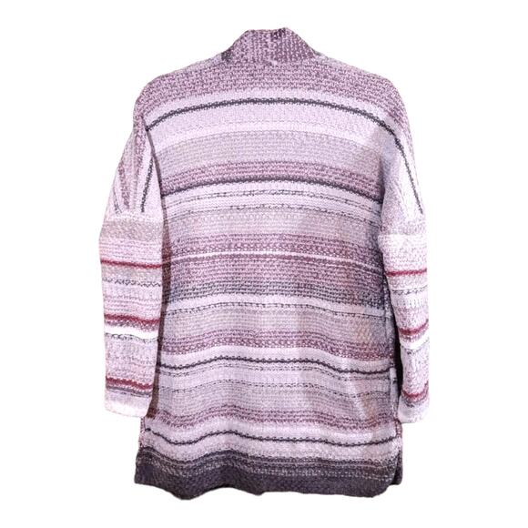 Nic + Zoe Sunset Stripe Chenille Open-front Longline Cardigan Cozy Women's S - Picture 4 of 6